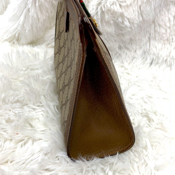 GUCCI SHERRI GG PATTERN MINI CLUTCH POUCH PVC BROWN EUC - Picture 4 of 11